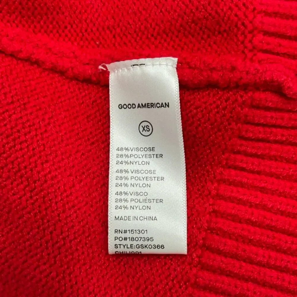 Good American Cozy Red Button Front Knit Cardigan Sweater Size XS